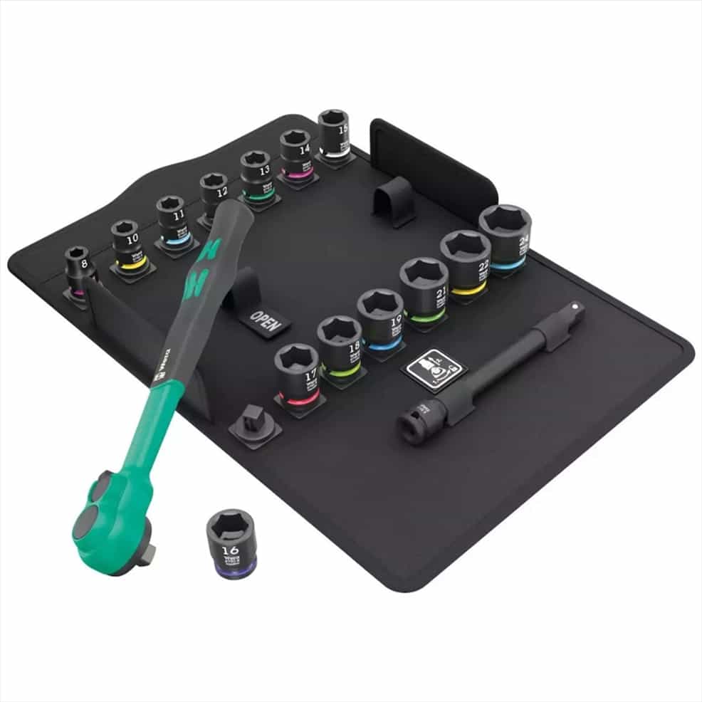 WERA 8100 SB 12 Zyklop Comfort Ratchet set, reversing lever, 3/8 drive, metric, 16 pieces
