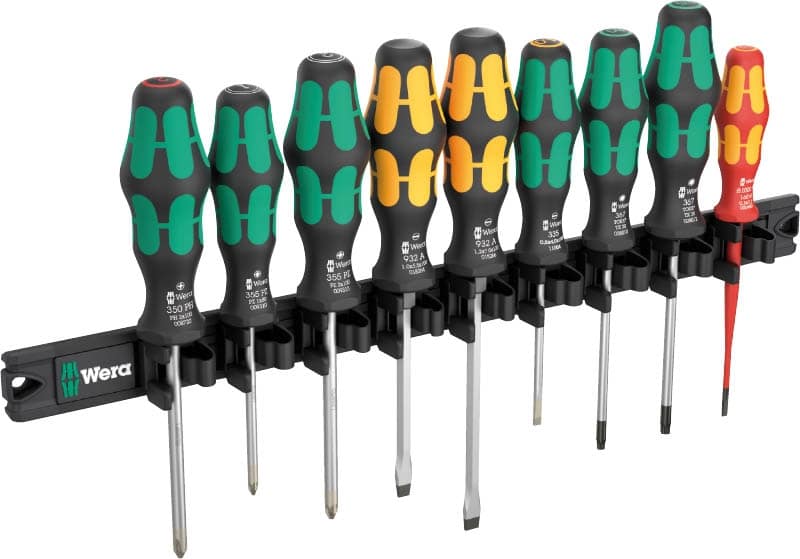 05051012001.jpg WERA 9650 Magnetic rail Kraftform screwdriver set Screwdriver set, 9-piece set, on a magnetic rai
