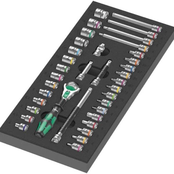 WERA 9720 Einlage 8000 A ZyklopSet 1 Zyklop ratchet set, 1/4, 37-pieces