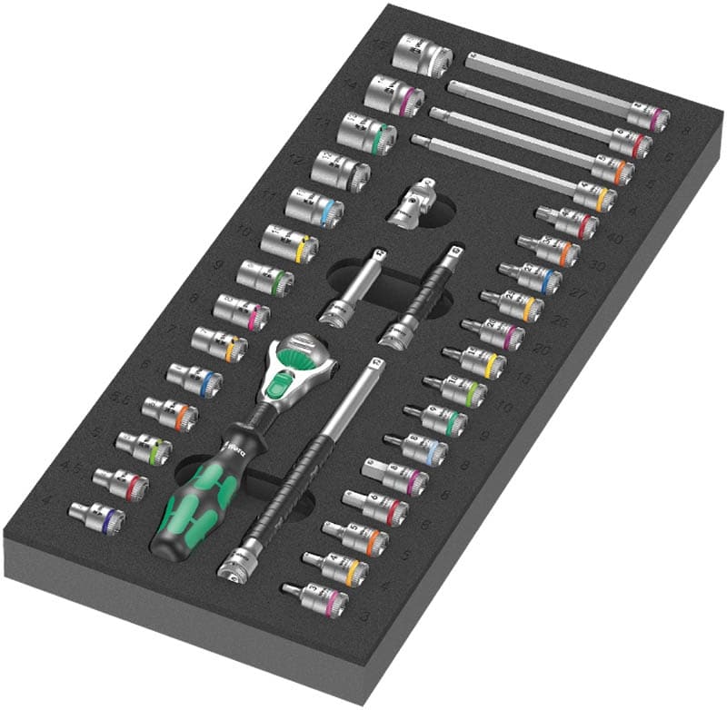 WERA 9720 Einlage 8000 A ZyklopSet 1 Zyklop ratchet set, 1/4, 37-pieces