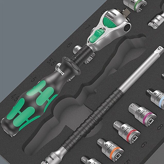 WERA 9720 Einlage 8000 A ZyklopSet 1 Zyklop ratchet set, 1/4, 37-pieces