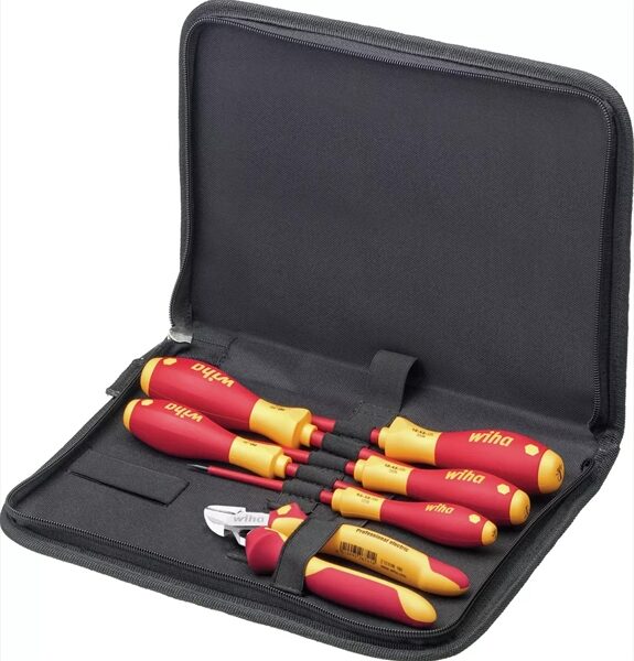 WIHA – Tool set electrician Screwdriver, diagonal cutters, 7-pcs. incl. tool pouch