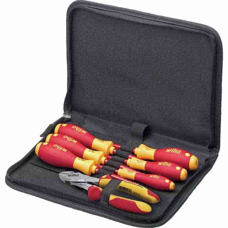 WIHA Tool set electrician Screwdriver, heavy-duty diagonal cutters, 8-pcs. incl. tool pouch