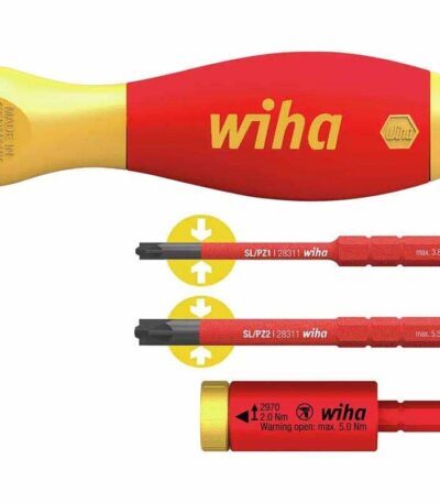 WIHA Torque set easyTorque adapter electric 2,0 Nm with slimVario® holder and SL/PZ slimBits, 4-pcs.