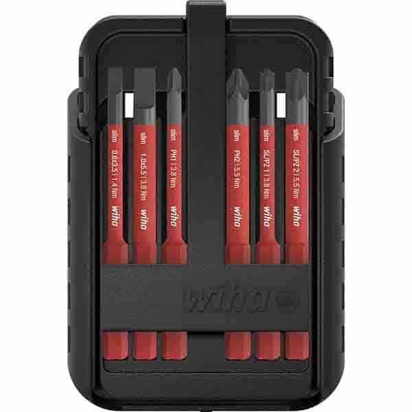 WIHA slimBit electric bit set Slotted, Phillips, Pozidriv, PlusMinus/Pozidriv, TORX® 12-pcs. with be