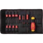 WIHA Screwdriver and nut driver insert 1/4 set slimVario® electric mixed, 14-pcs. incl. folding bag