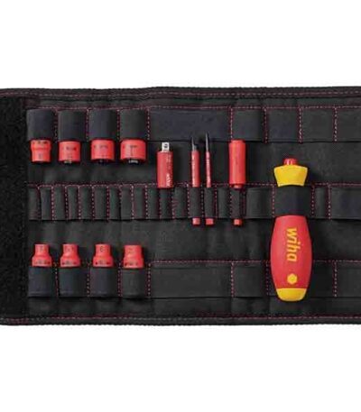 WIHA Screwdriver and nut driver insert 1/4 set slimVario® electric mixed, 14-pcs. incl. folding bag