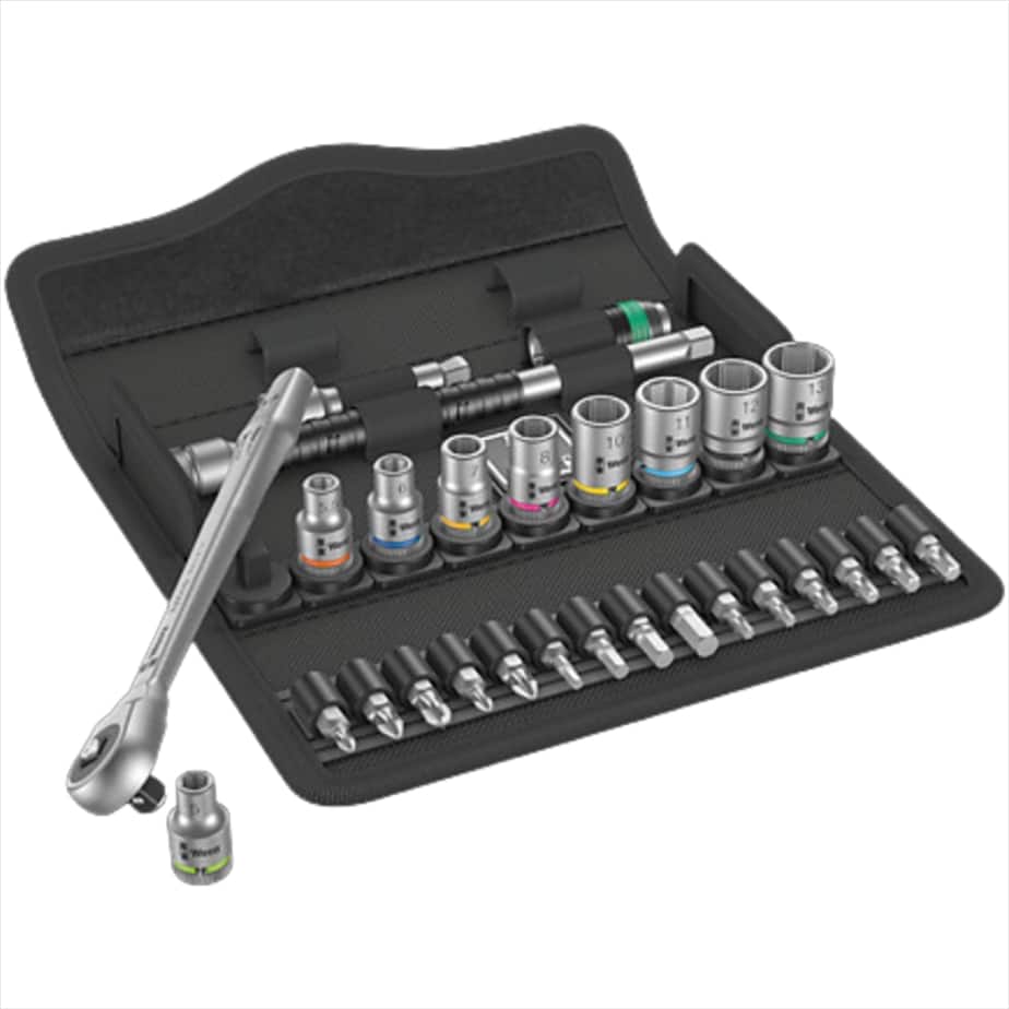 05004017001.jpg WERA - 8100 SA 7 Zyklop Metal Ratchet Set with push-through square, 1/4 drive, metric, 28 pieces - Image 1