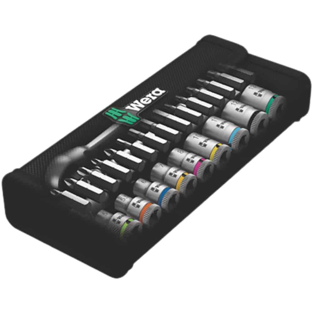 WERA - 8100 SA 7 Zyklop Metal Ratchet Set with push-through square, 1/4 drive, metric, 28 pieces - Image 2