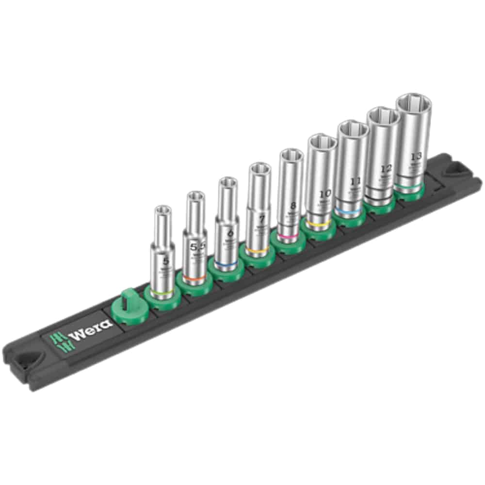 WERA - Magnetic socket rail A Deep 1 socket set, 1/4 drive, 9 pieces - Image 1