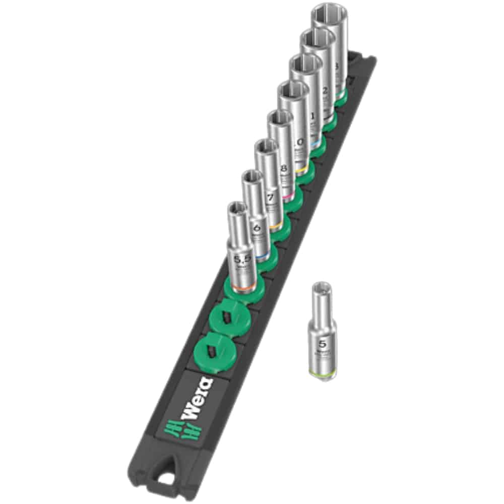 WERA - Magnetic socket rail A Deep 1 socket set, 1/4 drive, 9 pieces - Image 2