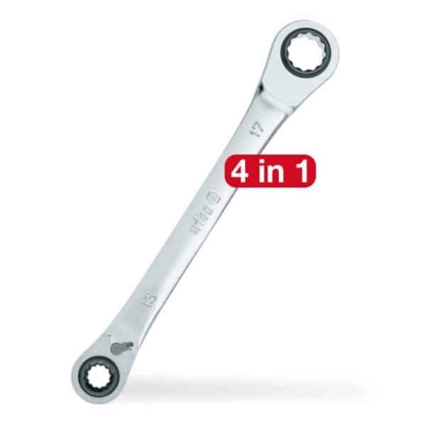 WIHA - Double ring ratchet wrench 4in1, 10/13/17/19 mm with only one tool