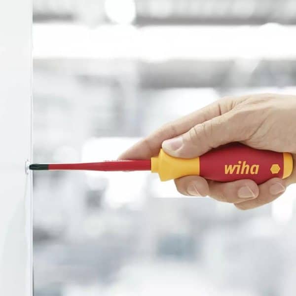 WIHA - Screwdriver Slotted 3.5, 100mm SoftFinish VDE slimFix