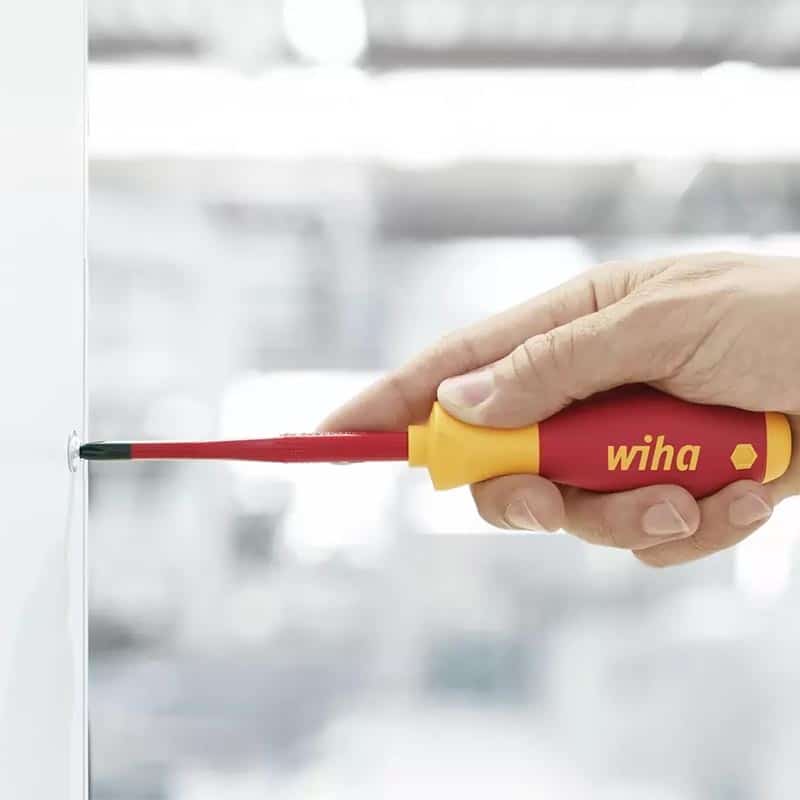 39559.jpg WIHA - Screwdriver Slotted 3.5, 100mm SoftFinish VDE slimFix - Image 1